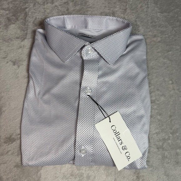 Collars & Co. Other - NWT Collars & Co Quattro Flex Men Polka Dot Dress Shirt 3XL Firm Collar